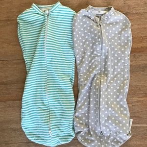 2 NB Newborn Swaddle Me Zip Swaddles